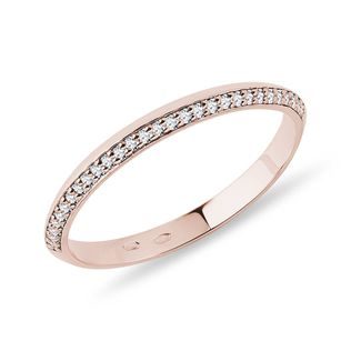 BAGUE DE MARIAGE EN OR ROSE AVEC BRILLANTS RONDS - ALLIANCES DE MARIAGE FEMMES - ALLIANCES DE MARIAGE