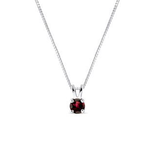 RED GARNET NECKLACE IN WHITE GOLD - GARNET NECKLACES - NECKLACES