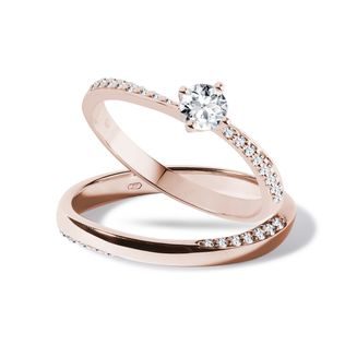 ENGAGEMENT SET WITH BRILLIANTS IN ROSE GOLD - ENGAGEMENT AND BRIDAL RING SETS - ENGAGEMENT RINGS