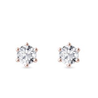 BOUCLES D'OREILLES EN OR ROSE AVEC DIAMANTS 1CT - PUCES D'OREILLES EN DIAMANT - BOUCLES D'OREILLES