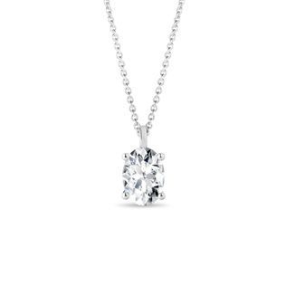 COLLIER EN OR BLANC AVEC DIAMANT DE SYNTHÈSE TAILLE OVALE - COLLIERS AVEC DIAMANTS - COLLIERS