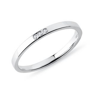 WEDDING RING OF WHITE GOLD WITH THREE DIAMONDS - WOMEN'S WEDDING RINGS - WEDDING RINGS