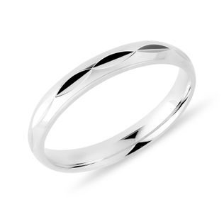 ORIGINÁLNA DÁMSKA SVADOBNÁ OBRÚČKA Z BIELEHO 14K ZLATA - PRSTENE BIELE ZLATO - PRSTENE