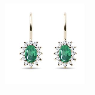 EARRINGS WITH EMERALDS AND DIAMONDS - EMERALD EARRINGS - EARRINGS