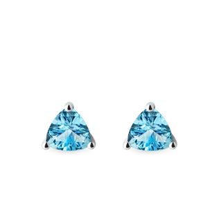 TRILLION CUT TOPAZ STUD EARRINGS IN WHITE GOLD - TOPAZ EARRINGS - EARRINGS