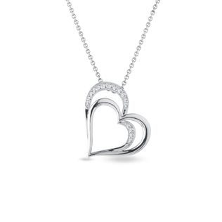 DIAMOND HEART NECKLACE IN WHITE GOLD - DIAMOND NECKLACES - NECKLACES