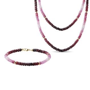 BOHO RUBÍNOVÁ SADA VE ŽLUTÉM ZLATĚ - DRAHOKAMOVÉ SOUPRAVY - ŠPERKY