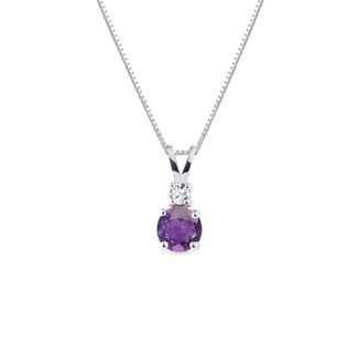 WHITE GOLD NECKLACE WITH AMETHYST - AMETHYST NECKLACES - NECKLACES