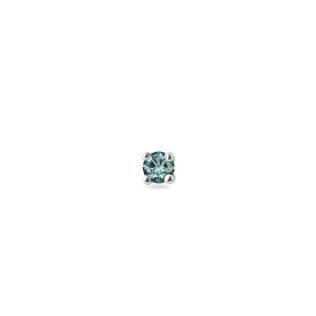 Jedna drobná náušnice z bílého zlata s modrým diamantem