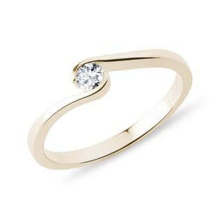 ASYMMETRISCHER DIAMANT-RING IN GELBGOLD - VERLOBUNGSRINGE MIT BRILLANT - VERLOBUNGSRINGE