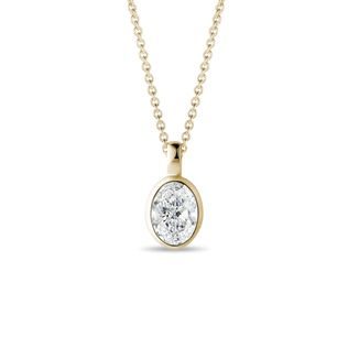 HALSKETTE MIT 0,69 CT OVALEM LABORDIAMANT IN GELBGOLD - KETTEN MIT DIAMANTEN - KETTEN