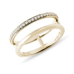 DVOJITÝ DIAMANTOVÝ PRSTEŇ ZO ŽLTÉHO 14K ZLATA - PRSTENE DIAMANT - PRSTENE