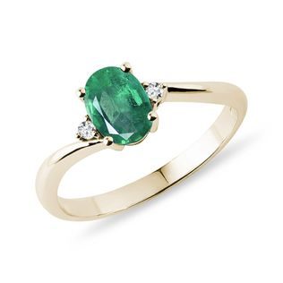 EMERALD AND DIAMOND GOLD RING - EMERALD RINGS - RINGS