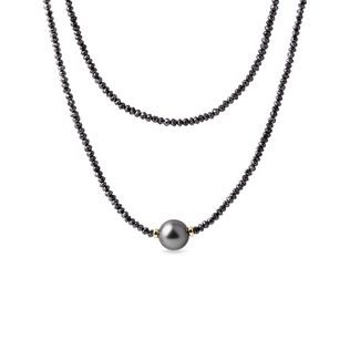 Black diamond and Tahitian pearl necklace