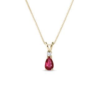 GOLD NECKLACE WITH RUBY ​​AND BRILLIANT - RUBY NECKLACES - NECKLACES