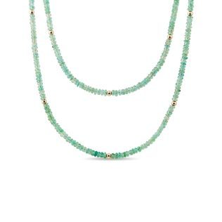 SMARAGDHALSKETTE IN GELBGOLD - MINERALKETTEN - KETTEN