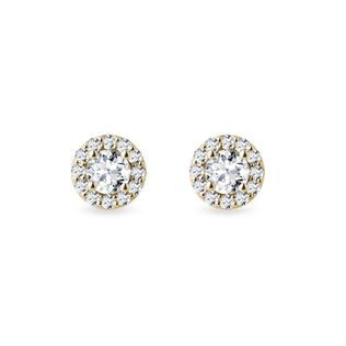 PUCES D'OREILLES DELUXE EN OR JAUNE AVEC DIAMANTS - PUCES D'OREILLES EN DIAMANT - BOUCLES D'OREILLES