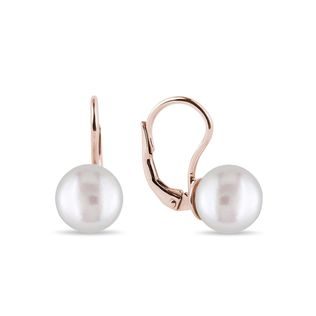 BOUCLES D'OREILLES EN OR ROSE AVEC PERLES - BOUCLES D'OREILLES EN PERLES - PERLES