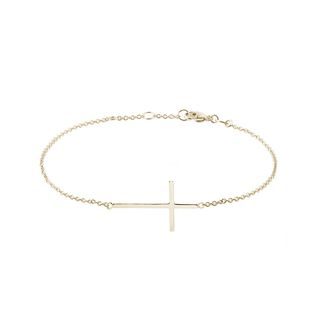 CROSS PENDANT BRACELET IN YELLOW GOLD - YELLOW GOLD BRACELETS - BRACELETS