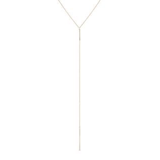 GOLD CHAIN NECKLACE WITH VERTICAL HANGING BARS - YELLOW GOLD NECKLACES - NECKLACES
