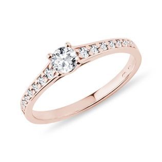 BAGUE D'OR ROSE 14 CT AVEC DIAMANTS TAILLE BRILLANT - BAGUES DE FIANÇAILLES ORNÉES DE DIAMANTS - BAGUES DE FIANÇAILLES