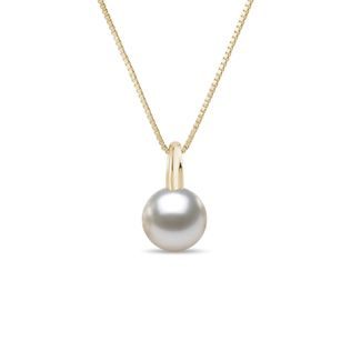 AKOYA PEARL NECKLACE IN YELLOW GOLD - PEARL PENDANTS - PEARL JEWELLERY