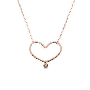 NECKLACE WITH CHAMPAGNE DIAMOND IN ROSE GOLD - DIAMOND NECKLACES - NECKLACES