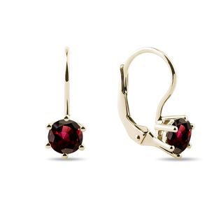 GRANAT OHRRINGE IN GELBGOLD - OHRRINGE GRANAT - OHRRINGE