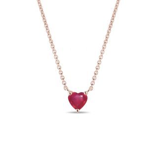 HEART SHAPED RUBY NECKLACE IN ROSE GOLD - RUBY NECKLACES - NECKLACES