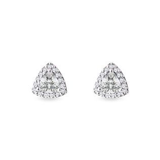 WHITE GOLD EARRINGS WITH DIAMOND AND BRILLIANTS - DIAMOND STUD EARRINGS - EARRINGS