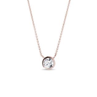 ROSE GOLD NECKLACE WITH BEZEL DIAMOND - DIAMOND NECKLACES - NECKLACES