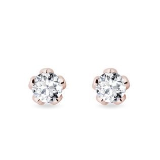 BOUCLES D'OREILLES EN OR ROSE ET MOISSANITE - BOUCLES D'OREILLES AVEC GEMMES - BOUCLES D'OREILLES