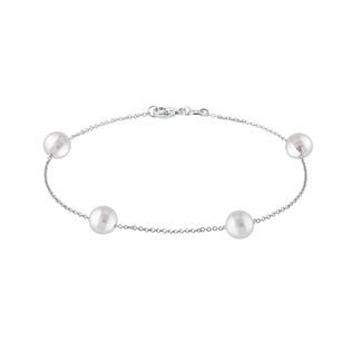 BRACELET À CHAÎNE EN OR BLANC ET 4 PERLES BLANCHES - BRACELETS EN PERLES - PERLES