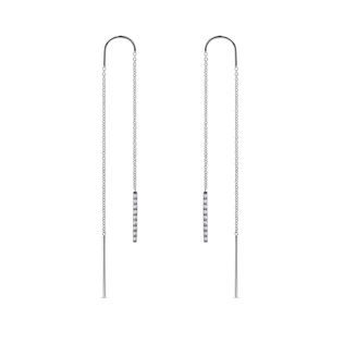 DIAMOND BAR THREADER EARRINGS IN WHITE GOLD - DIAMOND EARRINGS - EARRINGS