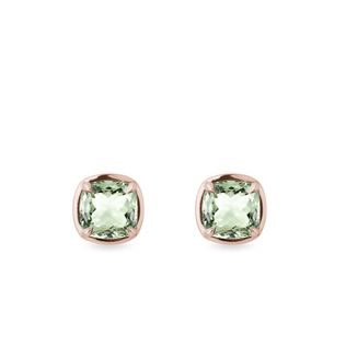 GREEN AMETHYST EARRINGS IN ROSE GOLD - AMETHYST EARRINGS - EARRINGS