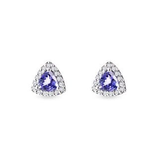 DIAMOND AND TANZANITE EARRINGS IN WHITE GOLD - TANZANITE EARRINGS - EARRINGS