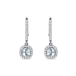Brilliant Earrings with Aquamarine in White Gold