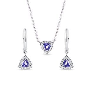 TANZANITE AND DIAMOND JEWELRY SET IN WHITE GOLD - JEWELRY SETS - FINE JEWELRY