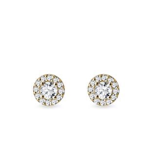 WHITE DIAMOND EARRINGS IN YELLOW GOLD - DIAMOND STUD EARRINGS - EARRINGS