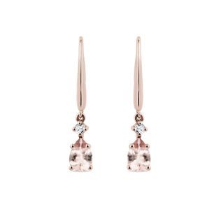 MORGANITE DROP EARRINGS IN ROSE GOLD - MORGANITE EARRINGS - EARRINGS