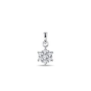 PENDENTIF FLEUR EN OR BLANC AVEC DIAMANTS - PENDENTIFS - COLLIERS