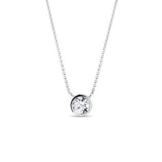 COLLIER D'OR BLANC AVEC DIAMANT DÉLICAT SERTI CLOS - COLLIERS AVEC DIAMANTS - COLLIERS