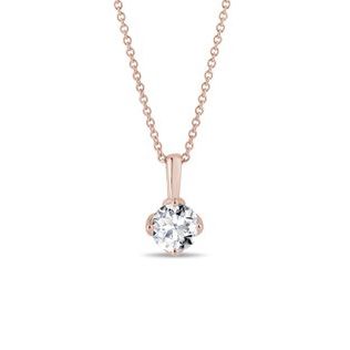 ROSE GOLD NECKLACE WITH 1CT LAB GROWN DIAMOND - DIAMOND NECKLACES - NECKLACES