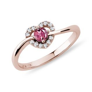 Tourmaline and diamond heart ring in rose gold