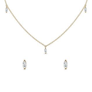 GELBGOLDSET MIT OHRRING UND KETTE MIT MARQUISEDIAMANTEN - SCHMUCK SETS DIAMANT - SCHMUCK