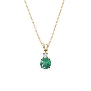 Zlatý smaragdový náhrdelník s diamantom