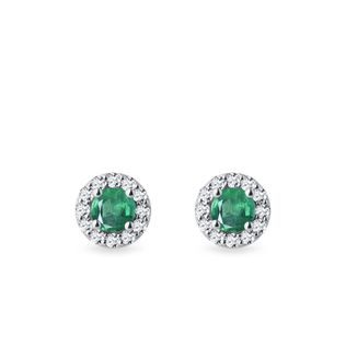 HALO-OHRRINGE MIT SMARAGDEN UND DIAMANTEN IN WEISSGOLD - OHRRINGE MIT SMARAGD - OHRRINGE