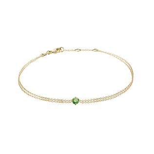 GREEN DIAMOND DOUBLE CHAIN BRACELET IN YELLOW GOLD - DIAMOND BRACELETS - BRACELETS