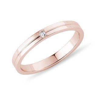 ALLIANCE FÉMININE EN OR ROSE AVEC DIAMANT - ALLIANCES DE MARIAGE FEMMES - ALLIANCES DE MARIAGE