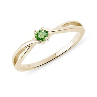 RING IN YELLOW GOLD WITH GREEN DIAMOND - FANCY DIAMOND ENGAGEMENT RINGS - ENGAGEMENT RINGS